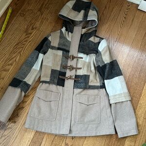 Plaid toggle peacoat